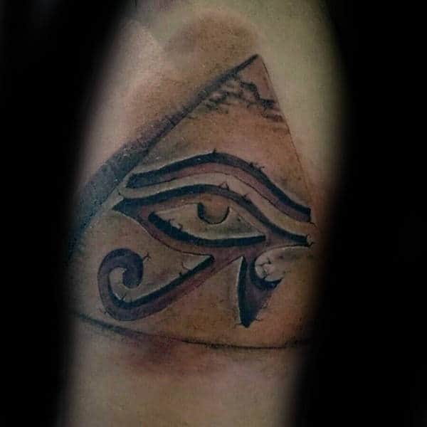 Pyramid Eye Of Horus Stone 3d Tattoo On Mens Arms