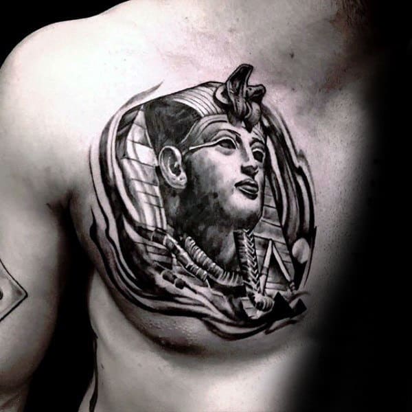 Pyramids King Tut Mens Upper Chest Tattoos