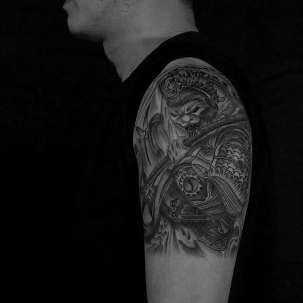 Quarter Sleeve Male Monkey King Tattoos