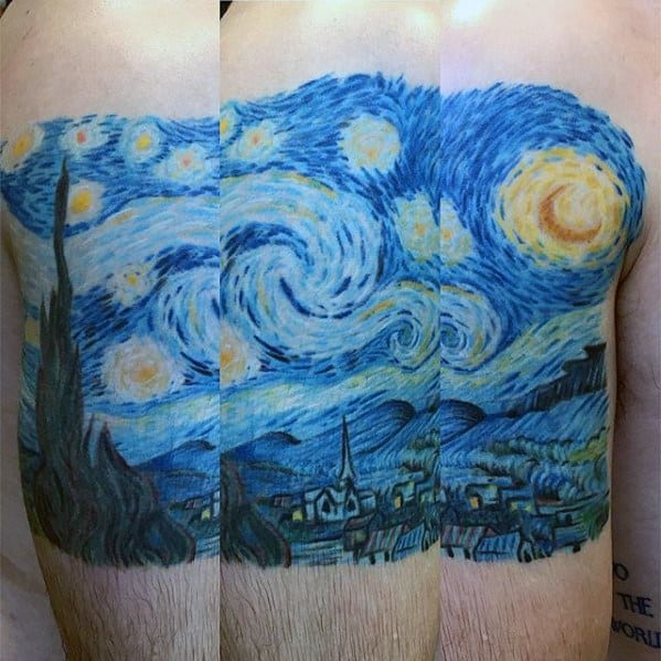 Quarter Sleeve Mens Starry Night Tattoo Designs