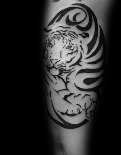 Quarter Sleeve Mens Tribal Tiger Tattoos