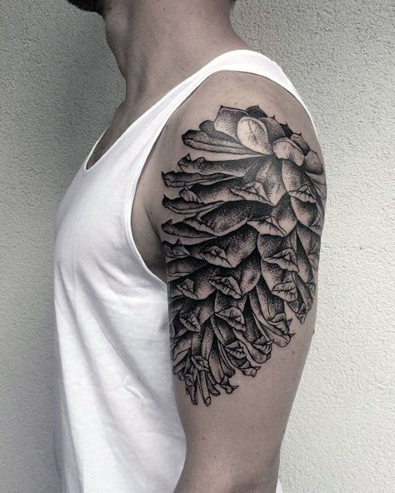Quarter Sleeve Pine Cone Tattoo Ideas For Men