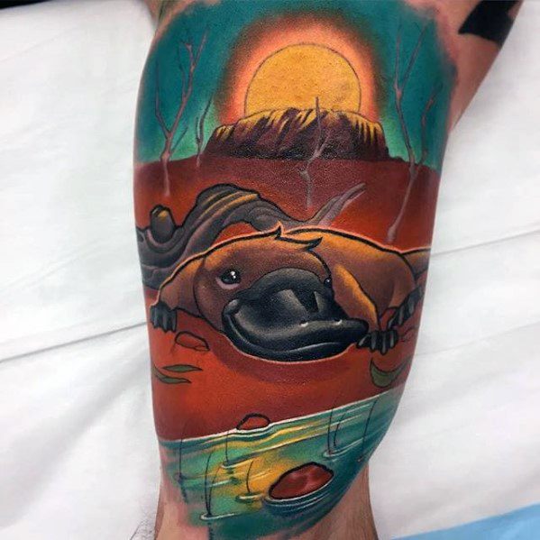 Quarter Sleeve Platypus Male Tattoo Ideas