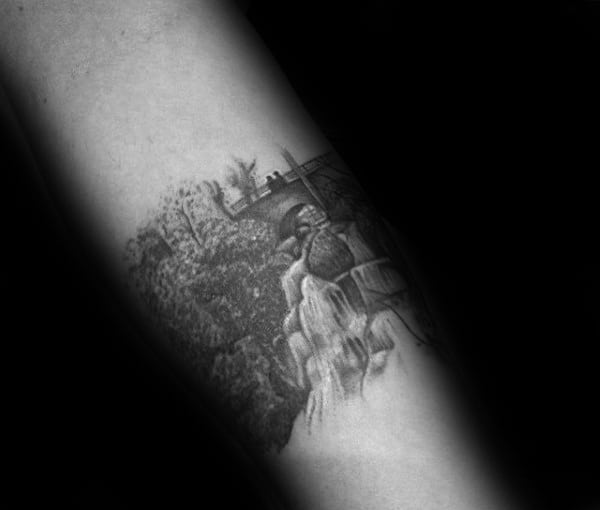 Quarter Sleeve Waterfall Tattoos For Males