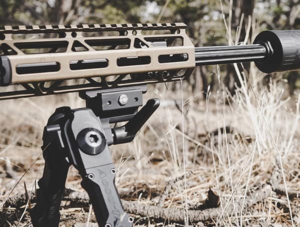 Quick Release Attachement On Hanguard Of Rifle Accu Tac Br 4 G2 Bipod