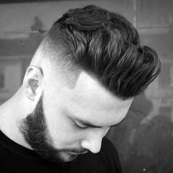 Quiff Medium Length Skin Fade Haircut For Males