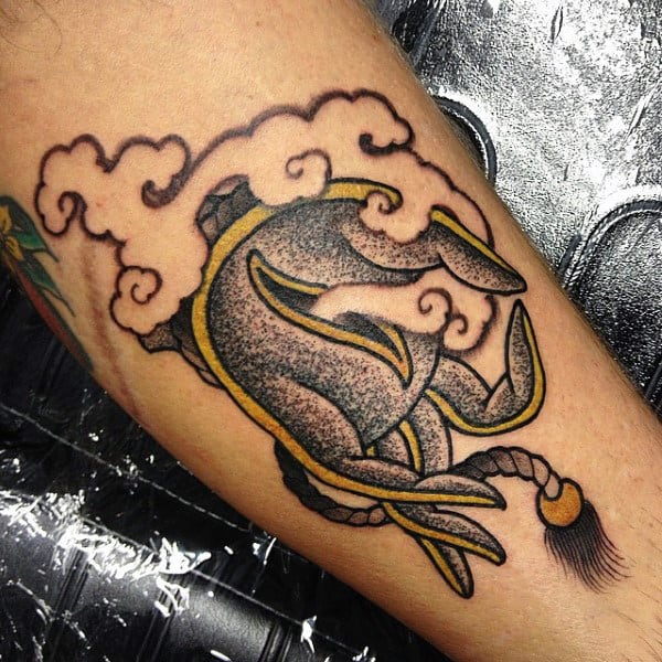 Quirky Buddhism Sign Tattoo On Ams For Men