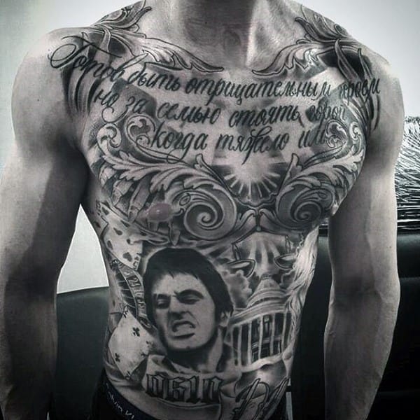 Quote Chicano Mens Chest Tattoos