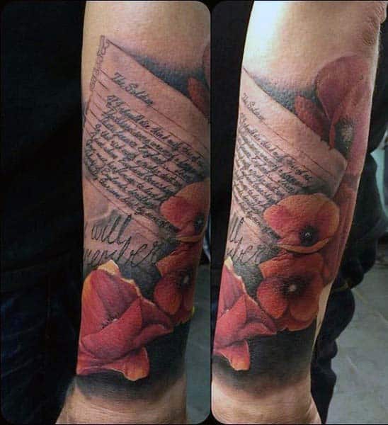 Quote Poppy Tattoo For Men On Wrist