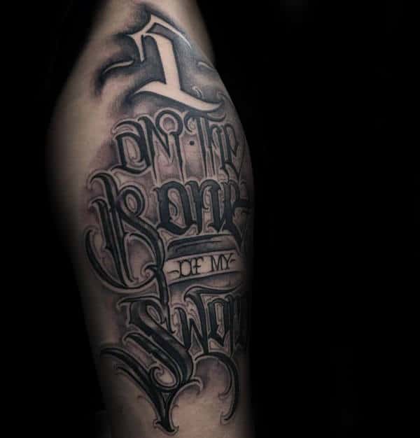 Quote Script Male Leg Calf Tattoos