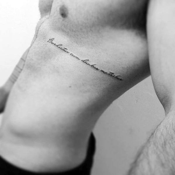 Quote Simple Chest Script Cursive Guys Tattoo Design Ideas