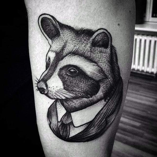 Raccoon Wearing Business Suit Mens Arm Tattoos