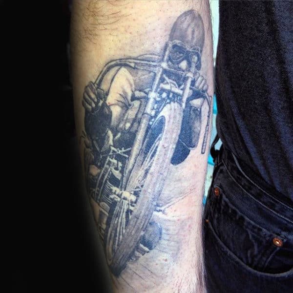 Racing Bikersmens Outer Forearm Tattoos