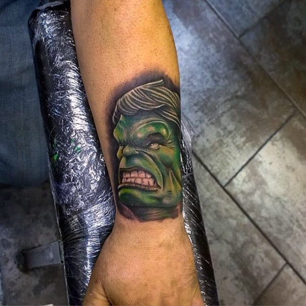 Raging Hulk Tattoo Mens Forearms