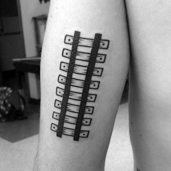 Railroad Tracks Simple Arm Mens Tattoos