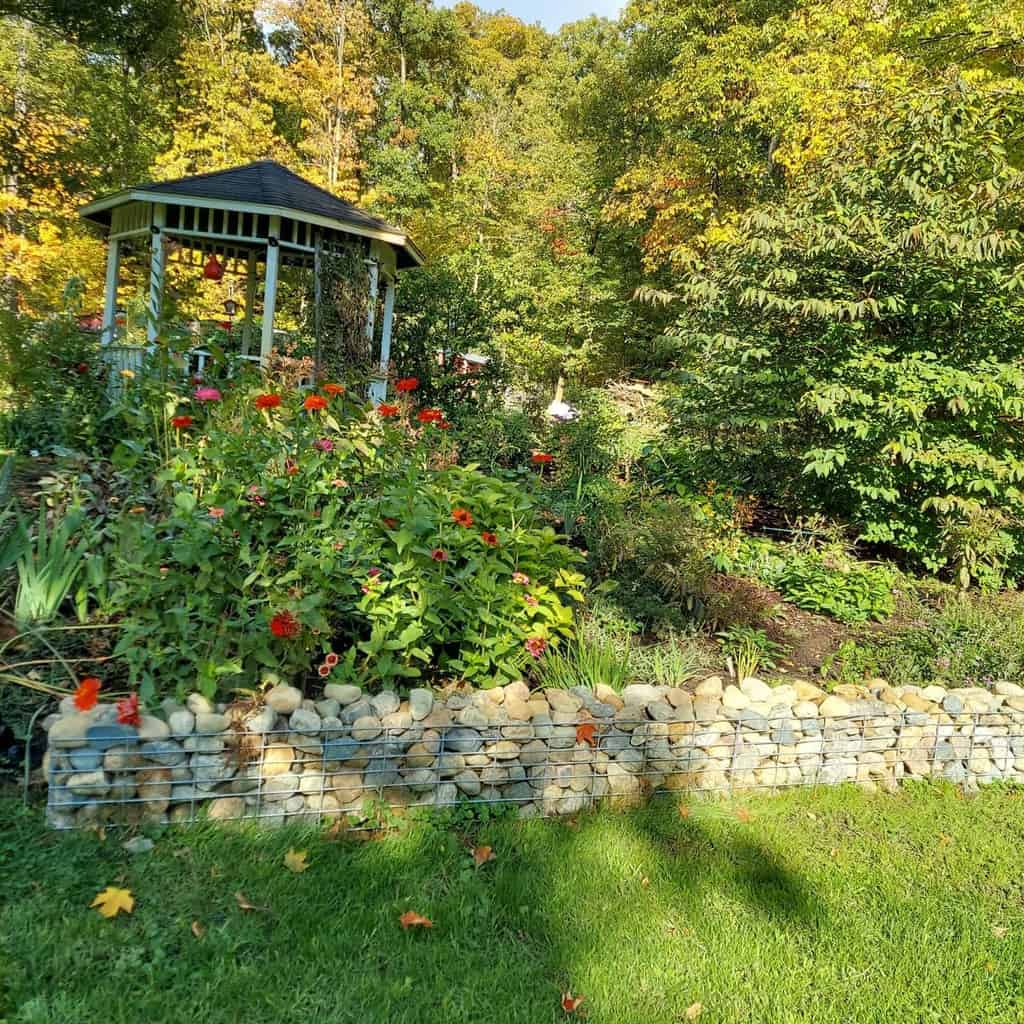 raised rock retaining garden edging wall large backyard