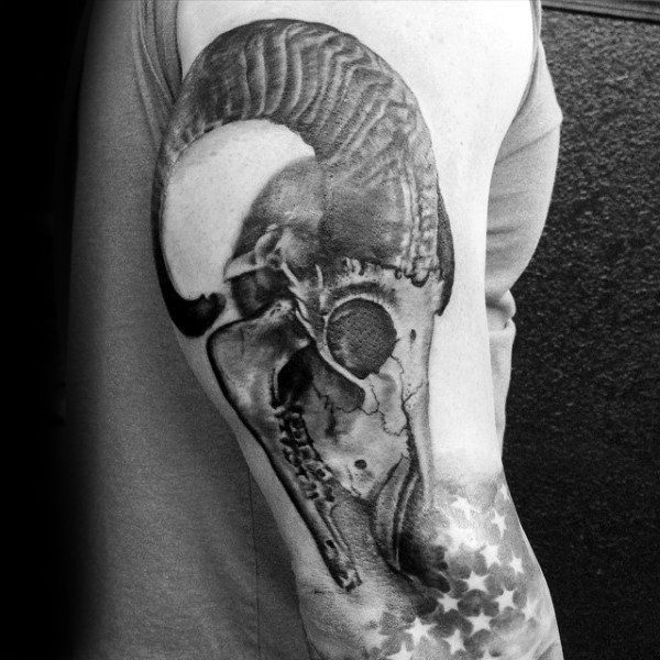 Ram Skull Mens Aries Arm Tattoo