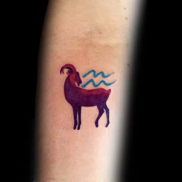 Ram With Aquarius Watercolor Male Tattoos