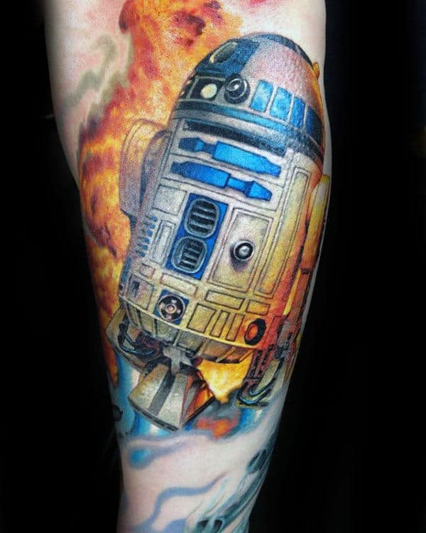 Rd2d On Fire Mens Arm Tattoos