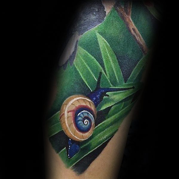 Realistic 3d Arm Masculine Snail Tattoos For Men