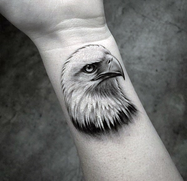 Realistic 3d Bald Eagle Mens Coolest Small Wrist Tattoos