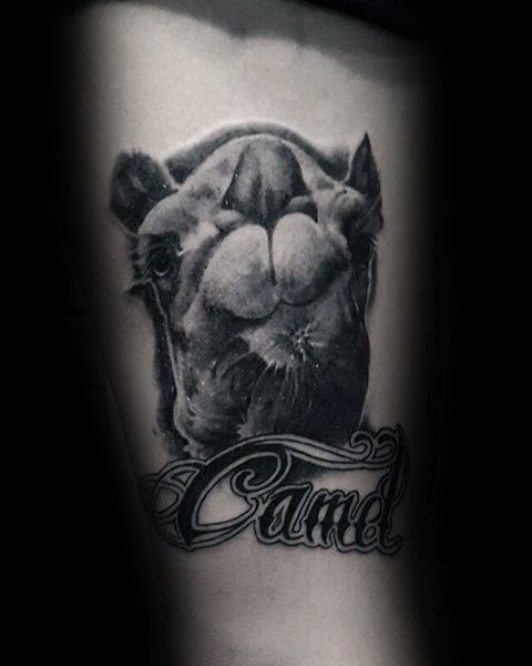 Realistic 3d Camel Mens Arm Tattoo Design Inspiration