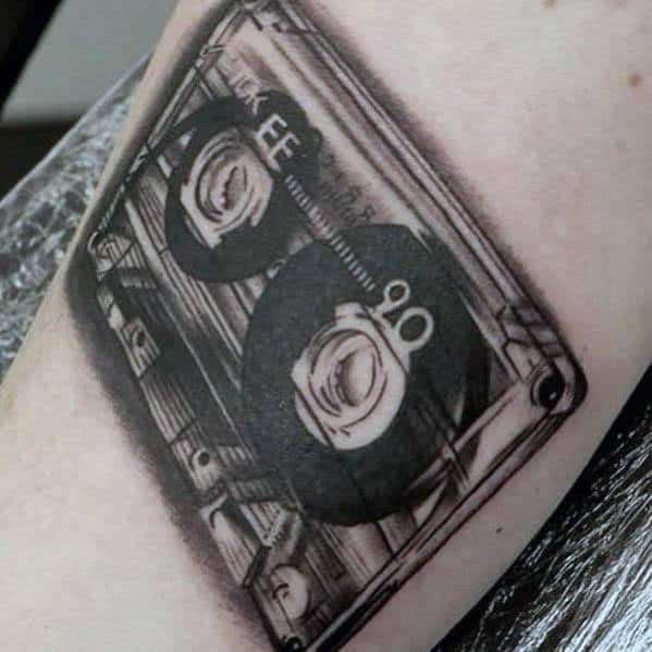 Realistic 3d Cassette Tape Arm Tattoos For Men