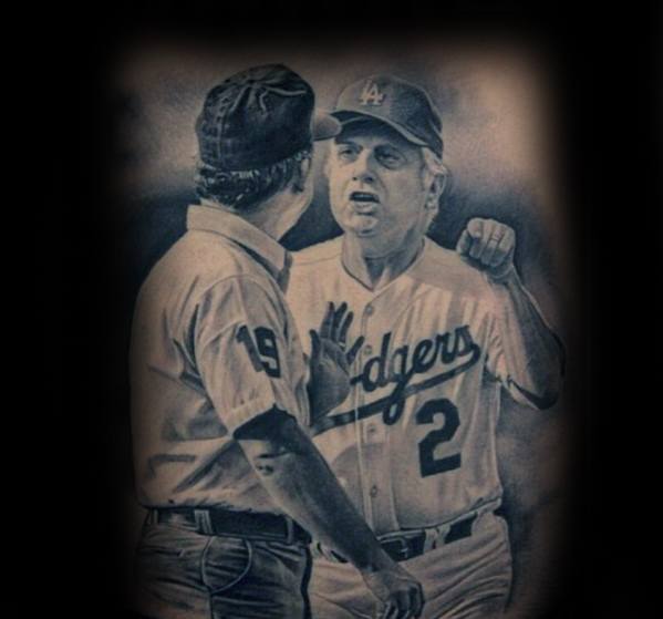 Realistic 3d Cool Male Dodgers Tattoo Designs