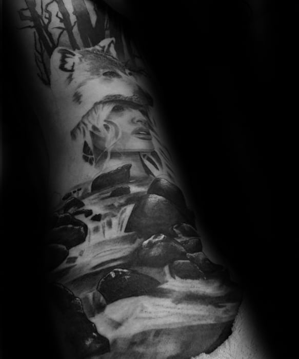 Realistic 3d Cool Male River Tattoo Designs