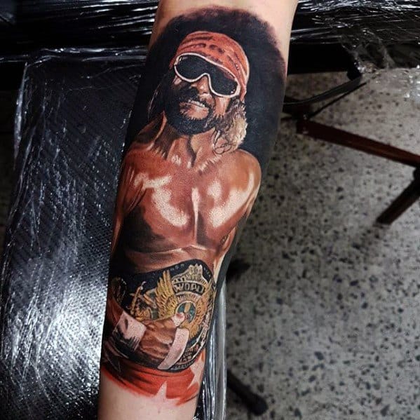 Realistic 3d Forearm Sleeve Portrait Cool Wrestling Tattoo Design Ideas For Male