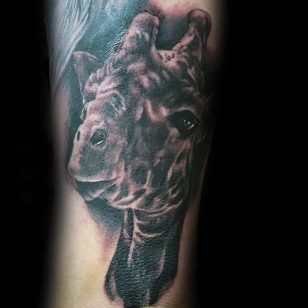 Realistic 3d Giraffe Tattoo On Male