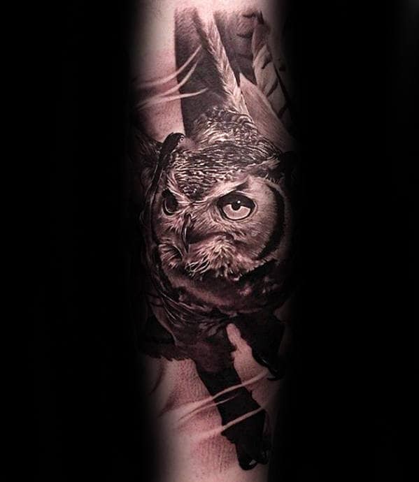 Realistic 3d Guys Unique Owl Forearm Tattoo Designs