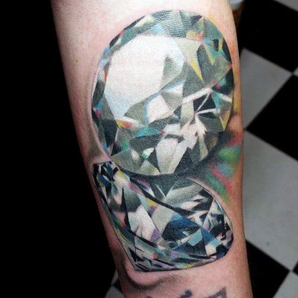 Realistic 3d Lustrous Diamond Mens Arm Tattoos