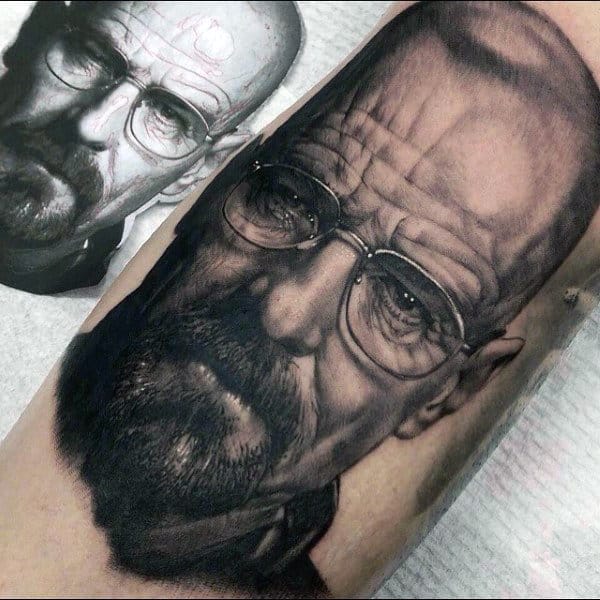 Realistic 3d Mens Breaking Bad Walter White Arm Tattoos