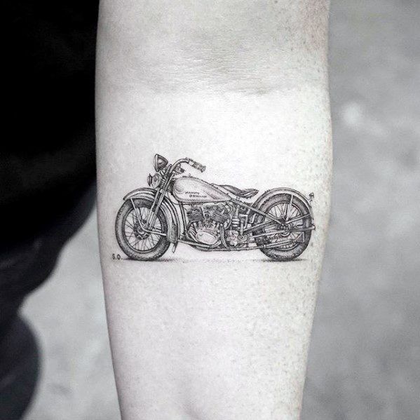 Realistic 3d Motorcycle Guys Coolest Small Inner Forearm Tattoo