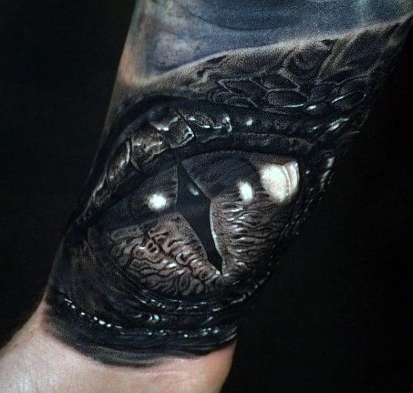 Realistic 3d Smaugs Eye Lord Of The Rings Mens Wrist Tattoos