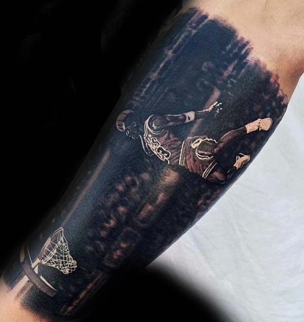 Realistic Badass Mens Michael Jordan Baseketball Player Forearm Sleeve Tattoos