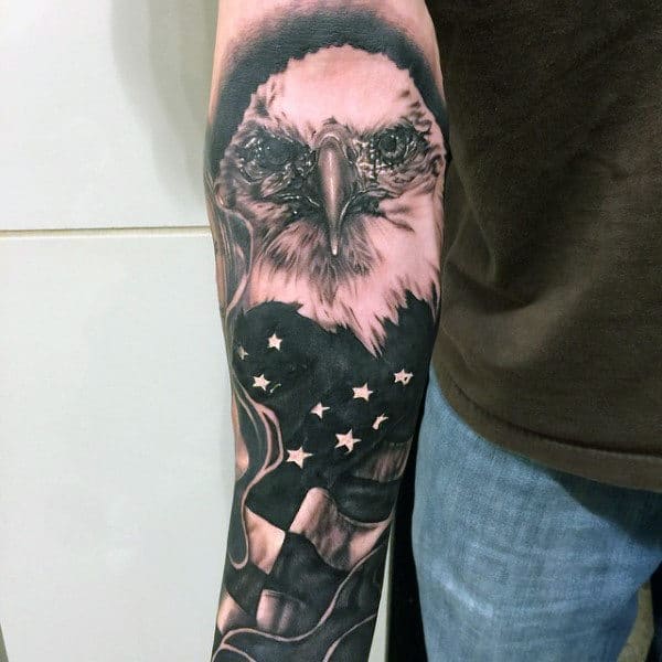 Realistic Bald Eagle Tattoo Male Forearms