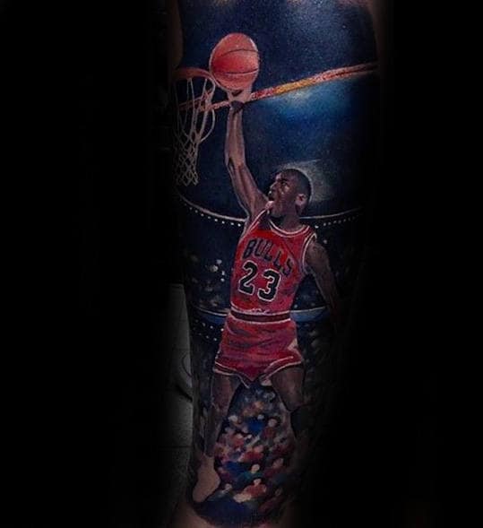 Realistic Basketball Player Guys Chicago Bulls Sleeve Tattoo