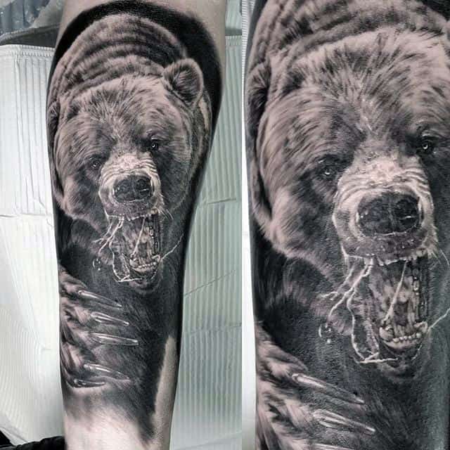 Realistic Bear Claw Mens Forearm Sleeve Tattoos