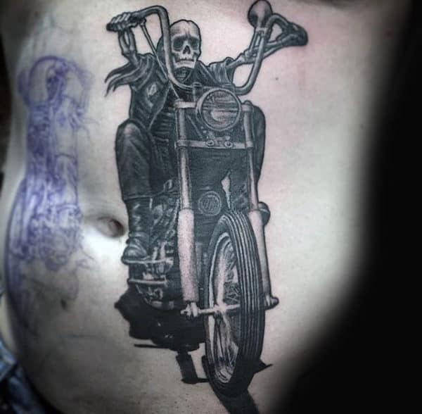 Realistic Biker Ribs Male Tattoo Ideas