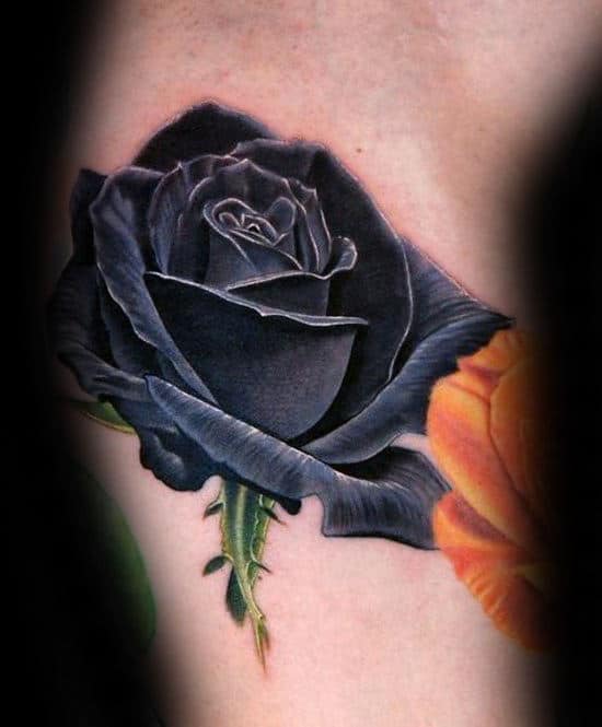 Realistic Black Rose Arm Tattoo