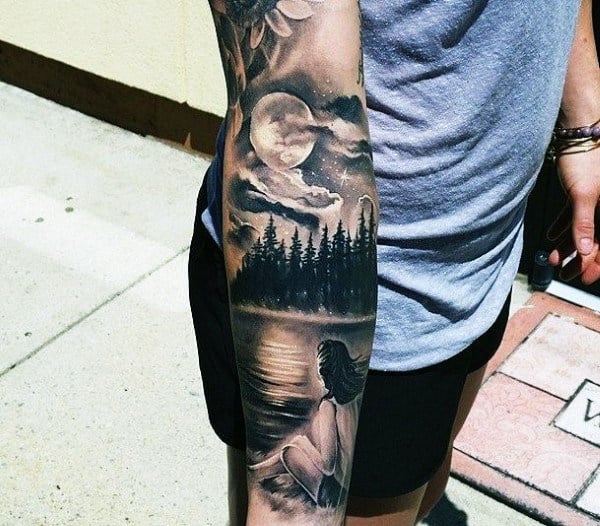 Realistic Clouds And Stars Tattoos For Gentlemen On Forearm
