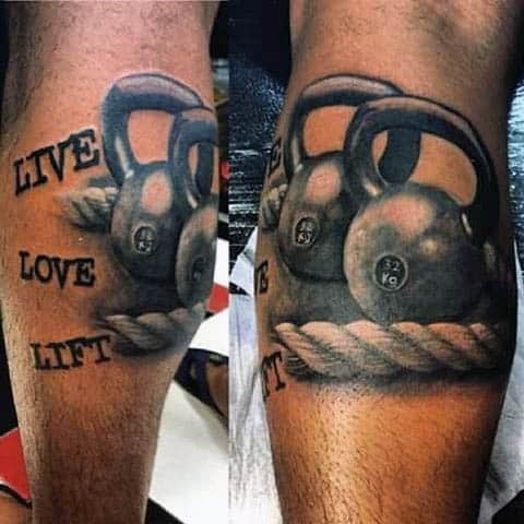 Realistic Countable Live Love Lift With Rope Mens Fitness Tattoo Ideas