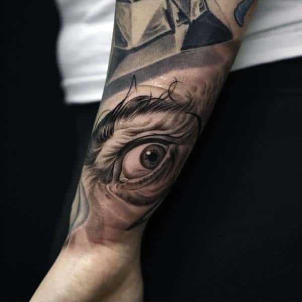 Realistic Eye Inner Forearm Guys Tattoos