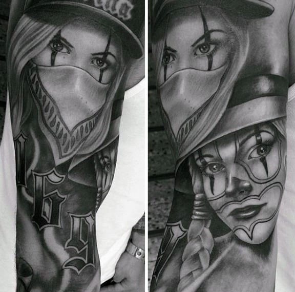 Realistic Females Chicano Mens Sleeve Tattoos