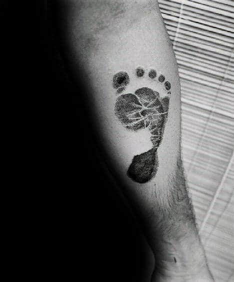 Realistic Footprint Mens Inner Forearm Tattoos