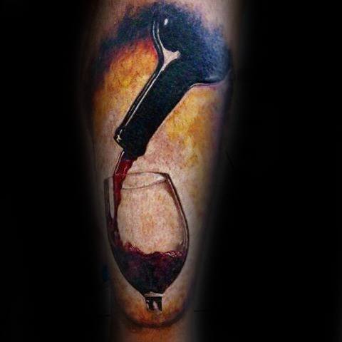 Realistic Forearm Guys Wine Tattoo Deisgns