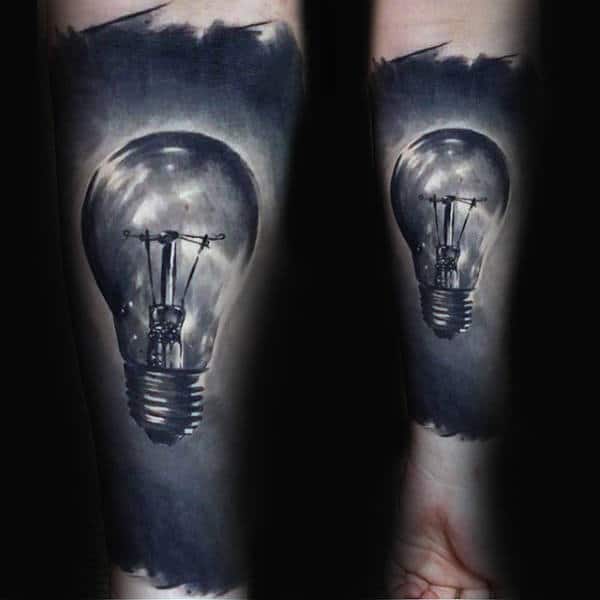 Realistic Forearm Sleeve Light Bulb Guys Tattoo Ideas
