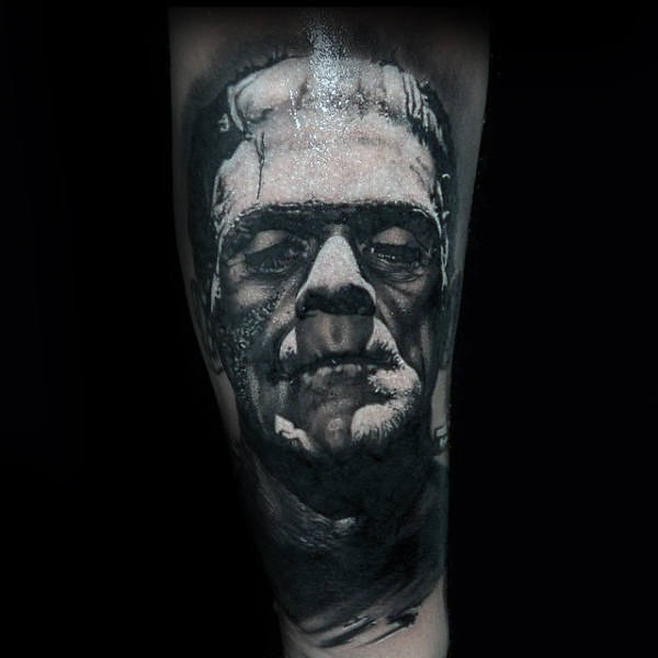 Realistic Frankenstein Portrait Head Mens Arm Tattoos